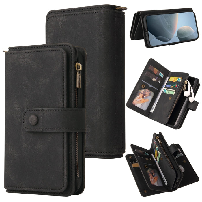 Funda de cuero para teléfono con cremallera y ranuras para múltiples tarjetas con tacto de piel, For Redmi Turbo 5 Max / Poco X8 Pro Max 5G, For Redmi Turbo 5 / Poco X8 Pro 5G, For Redmi Note 14 5G, For Redmi Note 14 Pro / 14 Pro+ 5G                   ...