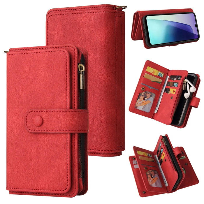 Funda de cuero para teléfono con cremallera y ranuras para múltiples tarjetas con tacto de piel, For Redmi Turbo 5 Max / Poco X8 Pro Max 5G, For Redmi Turbo 5 / Poco X8 Pro 5G, For Redmi Note 14 5G, For Redmi Note 14 Pro / 14 Pro+ 5G                   ...