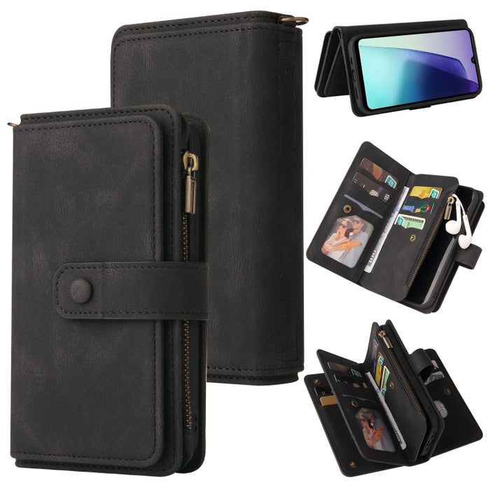Funda de cuero para teléfono con cremallera y ranuras para múltiples tarjetas con tacto de piel, For Redmi Turbo 5 Max / Poco X8 Pro Max 5G, For Redmi Turbo 5 / Poco X8 Pro 5G, For Redmi Note 14 5G, For Redmi Note 14 Pro / 14 Pro+ 5G                   ...