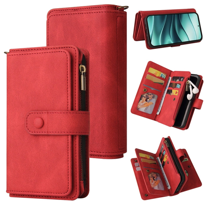 Funda de cuero para teléfono con cremallera y ranuras para múltiples tarjetas con tacto de piel, For Redmi Turbo 5 Max / Poco X8 Pro Max 5G, For Redmi Turbo 5 / Poco X8 Pro 5G, For Redmi Note 14 5G, For Redmi Note 14 Pro / 14 Pro+ 5G                   ...
