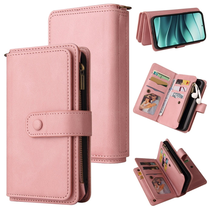 Funda de cuero para teléfono con cremallera y ranuras para múltiples tarjetas con tacto de piel, For Redmi Turbo 5 Max / Poco X8 Pro Max 5G, For Redmi Turbo 5 / Poco X8 Pro 5G, For Redmi Note 14 5G, For Redmi Note 14 Pro / 14 Pro+ 5G                   ...