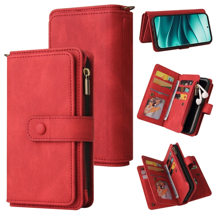 Funda de cuero para teléfono con cremallera y ranuras para múltiples tarjetas con tacto de piel, For Redmi Turbo 5 Max / Poco X8 Pro Max 5G, For Redmi Turbo 5 / Poco X8 Pro 5G, For Redmi Note 14 5G, For Redmi Note 14 Pro / 14 Pro+ 5G                   ...