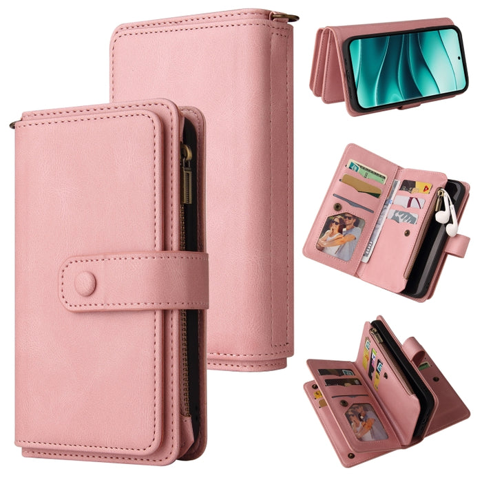 Funda de cuero para teléfono con cremallera y ranuras para múltiples tarjetas con tacto de piel, For Redmi Turbo 5 Max / Poco X8 Pro Max 5G, For Redmi Turbo 5 / Poco X8 Pro 5G, For Redmi Note 14 5G, For Redmi Note 14 Pro / 14 Pro+ 5G                   ...