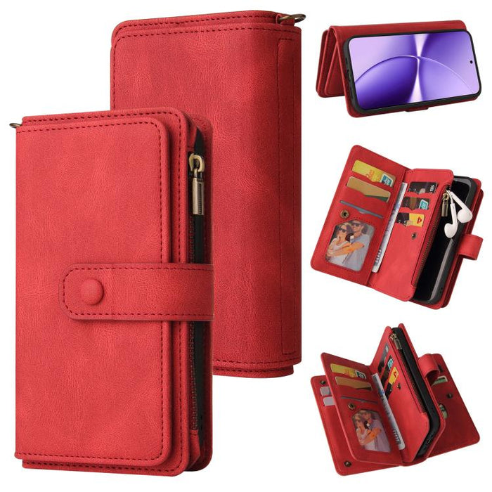 Funda de cuero para teléfono con cremallera y ranuras para múltiples tarjetas con tacto de piel, For Redmi Turbo 5 Max / Poco X8 Pro Max 5G, For Redmi Turbo 5 / Poco X8 Pro 5G, For Redmi Note 14 5G, For Redmi Note 14 Pro / 14 Pro+ 5G                   ...