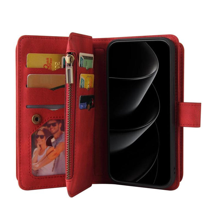 Funda de cuero para teléfono con cremallera y ranuras para múltiples tarjetas con tacto de piel, For Redmi Turbo 5 Max / Poco X8 Pro Max 5G, For Redmi Turbo 5 / Poco X8 Pro 5G, For Redmi Note 14 5G, For Redmi Note 14 Pro / 14 Pro+ 5G                   ...