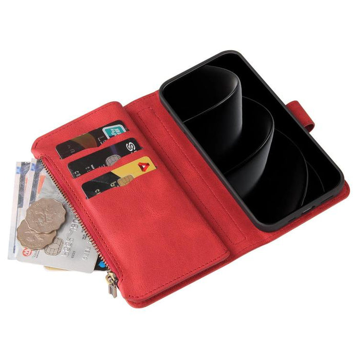 Funda de cuero para teléfono con cremallera y ranuras para múltiples tarjetas con tacto de piel, For Redmi Turbo 5 Max / Poco X8 Pro Max 5G, For Redmi Turbo 5 / Poco X8 Pro 5G, For Redmi Note 14 5G, For Redmi Note 14 Pro / 14 Pro+ 5G                   ...
