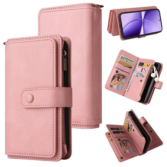 Funda de cuero para teléfono con cremallera y ranuras para múltiples tarjetas con tacto de piel, For Redmi Turbo 5 Max / Poco X8 Pro Max 5G, For Redmi Turbo 5 / Poco X8 Pro 5G, For Redmi Note 14 5G, For Redmi Note 14 Pro / 14 Pro+ 5G                   ...