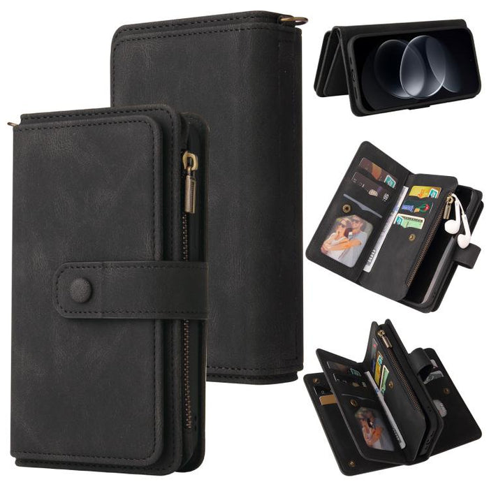 Funda de cuero para teléfono con cremallera y ranuras para múltiples tarjetas con tacto de piel, For Redmi Turbo 5 Max / Poco X8 Pro Max 5G, For Redmi Turbo 5 / Poco X8 Pro 5G, For Redmi Note 14 5G, For Redmi Note 14 Pro / 14 Pro+ 5G                   ...