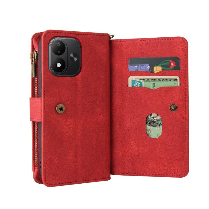 Funda de cuero para teléfono con cremallera y ranuras para múltiples tarjetas con tacto de piel, For Redmi Turbo 5 Max / Poco X8 Pro Max 5G, For Redmi Turbo 5 / Poco X8 Pro 5G, For Redmi Note 14 5G, For Redmi Note 14 Pro / 14 Pro+ 5G                   ...