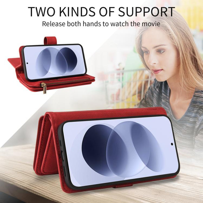 Funda de cuero para teléfono con cremallera y ranuras para múltiples tarjetas con tacto de piel, For Redmi Turbo 5 Max / Poco X8 Pro Max 5G, For Redmi Turbo 5 / Poco X8 Pro 5G, For Redmi Note 14 5G, For Redmi Note 14 Pro / 14 Pro+ 5G                   ...