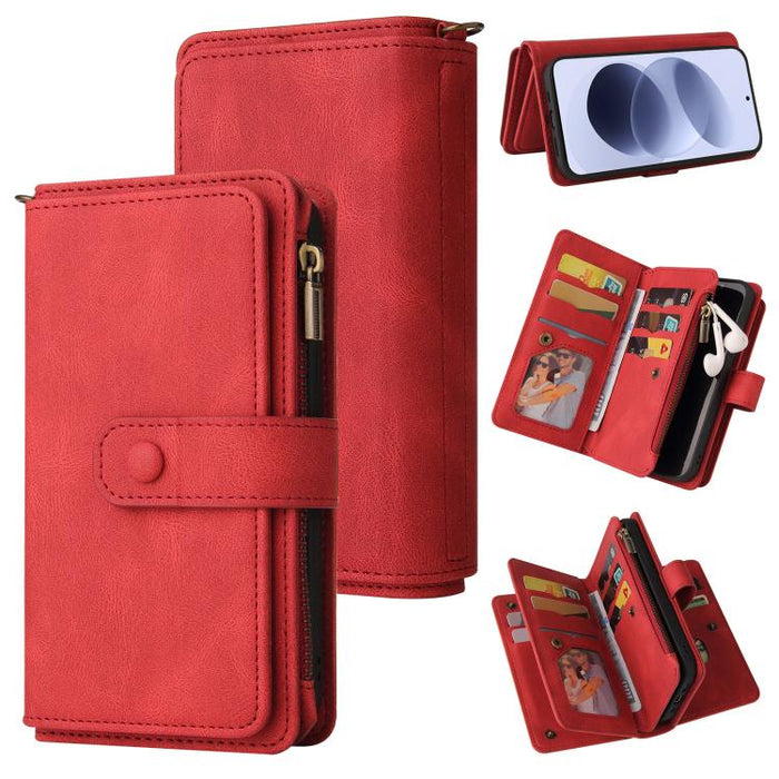 Funda de cuero para teléfono con cremallera y ranuras para múltiples tarjetas con tacto de piel, For Redmi Turbo 5 Max / Poco X8 Pro Max 5G, For Redmi Turbo 5 / Poco X8 Pro 5G, For Redmi Note 14 5G, For Redmi Note 14 Pro / 14 Pro+ 5G                   ...