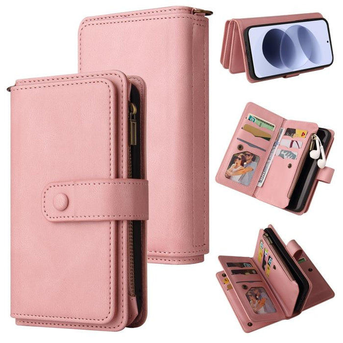 Funda de cuero para teléfono con cremallera y ranuras para múltiples tarjetas con tacto de piel, For Redmi Turbo 5 Max / Poco X8 Pro Max 5G, For Redmi Turbo 5 / Poco X8 Pro 5G, For Redmi Note 14 5G, For Redmi Note 14 Pro / 14 Pro+ 5G                   ...