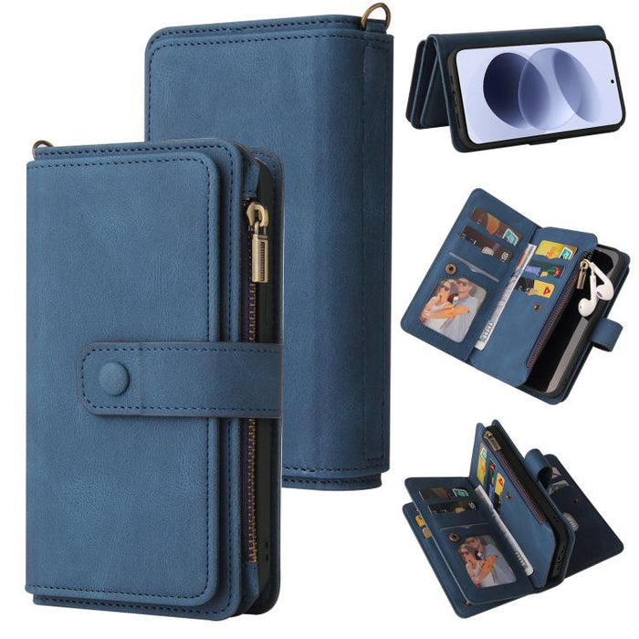 Funda de cuero para teléfono con cremallera y ranuras para múltiples tarjetas con tacto de piel, For Redmi Turbo 5 Max / Poco X8 Pro Max 5G, For Redmi Turbo 5 / Poco X8 Pro 5G, For Redmi Note 14 5G, For Redmi Note 14 Pro / 14 Pro+ 5G                   ...