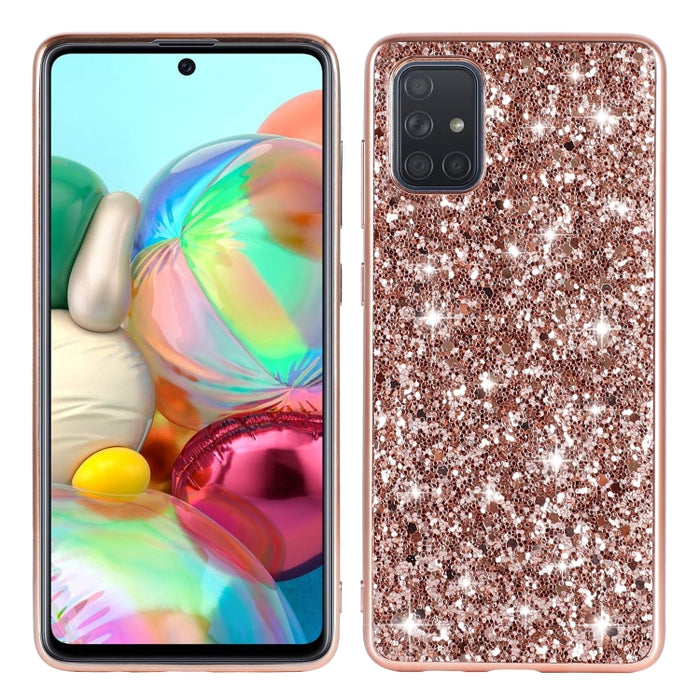 Estuche protector de TPU a prueba de golpes con polvo de brillo, For iPhone 12 / 12 Pro, For iPhone 12 mini, For iPhone 12 Pro Max, For Samsung Galaxy A71 5G