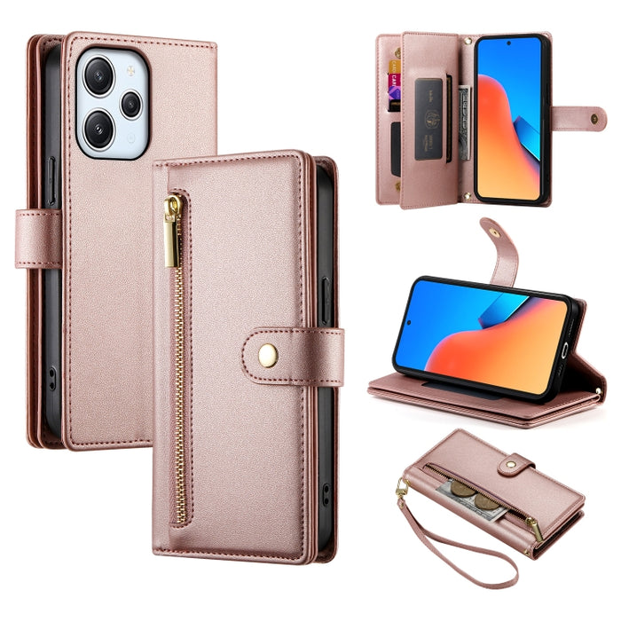 Cartera con cremallera y nueve ranuras para tarjetas, funda de cuero para teléfono, For Redmi Note 12 4G / Note 12R Pro, For Redmi Note 12S 4G / Note 11 4G, For Redmi Note 11S 4G, For Redmi Note 12 Pro / Xiaomi Poco X5 Pro                              ...