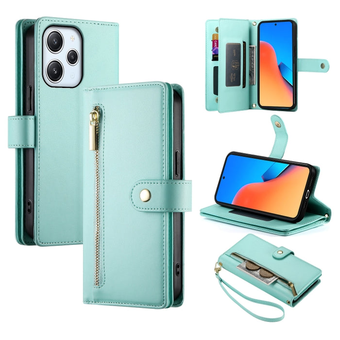Cartera con cremallera y nueve ranuras para tarjetas, funda de cuero para teléfono, For Redmi Note 12 4G / Note 12R Pro, For Redmi Note 12S 4G / Note 11 4G, For Redmi Note 11S 4G, For Redmi Note 12 Pro / Xiaomi Poco X5 Pro                              ...