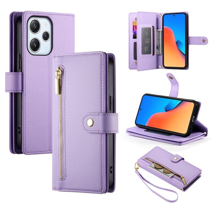 Cartera con cremallera y nueve ranuras para tarjetas, funda de cuero para teléfono, For Redmi Note 12 4G / Note 12R Pro, For Redmi Note 12S 4G / Note 11 4G, For Redmi Note 11S 4G, For Redmi Note 12 Pro / Xiaomi Poco X5 Pro                              ...