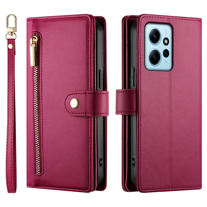 Cartera con cremallera y nueve ranuras para tarjetas, funda de cuero para teléfono, For Redmi Note 12 4G / Note 12R Pro, For Redmi Note 12S 4G / Note 11 4G, For Redmi Note 11S 4G, For Redmi Note 12 Pro / Xiaomi Poco X5 Pro                              ...