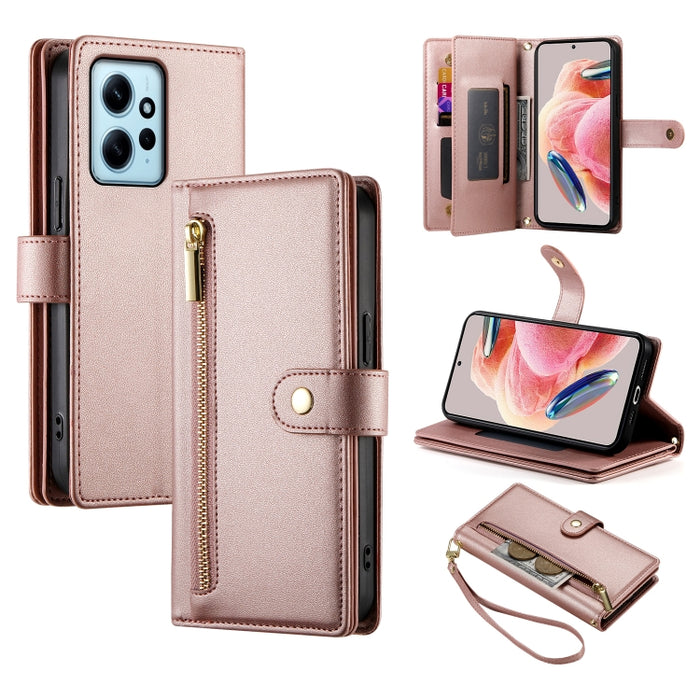Cartera con cremallera y nueve ranuras para tarjetas, funda de cuero para teléfono, For Redmi Note 12 4G / Note 12R Pro, For Redmi Note 12S 4G / Note 11 4G, For Redmi Note 11S 4G, For Redmi Note 12 Pro / Xiaomi Poco X5 Pro                              ...