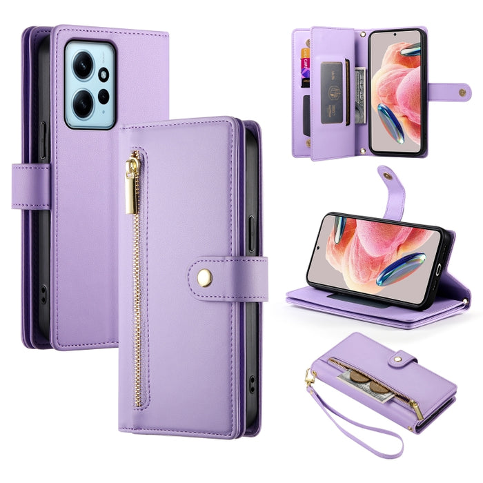 Cartera con cremallera y nueve ranuras para tarjetas, funda de cuero para teléfono, For Redmi Note 12 4G / Note 12R Pro, For Redmi Note 12S 4G / Note 11 4G, For Redmi Note 11S 4G, For Redmi Note 12 Pro / Xiaomi Poco X5 Pro                              ...