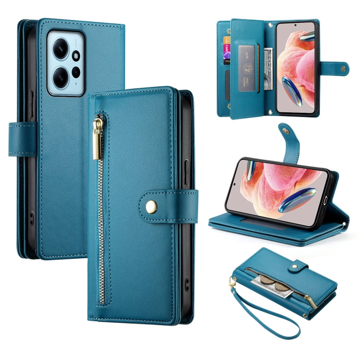 Cartera con cremallera y nueve ranuras para tarjetas, funda de cuero para teléfono, For Redmi Note 12 4G / Note 12R Pro, For Redmi Note 12S 4G / Note 11 4G, For Redmi Note 11S 4G, For Redmi Note 12 Pro / Xiaomi Poco X5 Pro                              ...