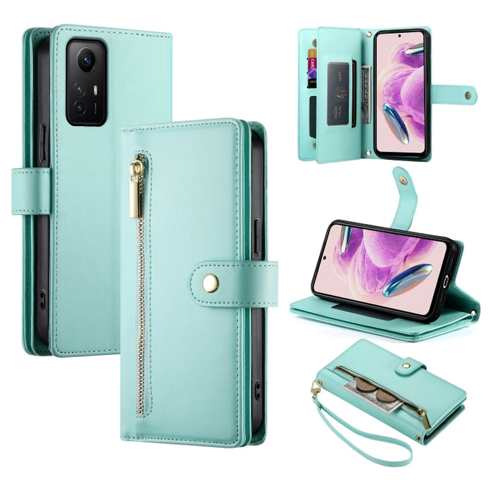 Cartera con cremallera y nueve ranuras para tarjetas, funda de cuero para teléfono, For Redmi Note 12 4G / Note 12R Pro, For Redmi Note 12S 4G / Note 11 4G, For Redmi Note 11S 4G, For Redmi Note 12 Pro / Xiaomi Poco X5 Pro                              ...