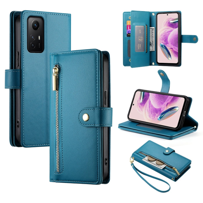 Cartera con cremallera y nueve ranuras para tarjetas, funda de cuero para teléfono, For Redmi Note 12 4G / Note 12R Pro, For Redmi Note 12S 4G / Note 11 4G, For Redmi Note 11S 4G, For Redmi Note 12 Pro / Xiaomi Poco X5 Pro                              ...