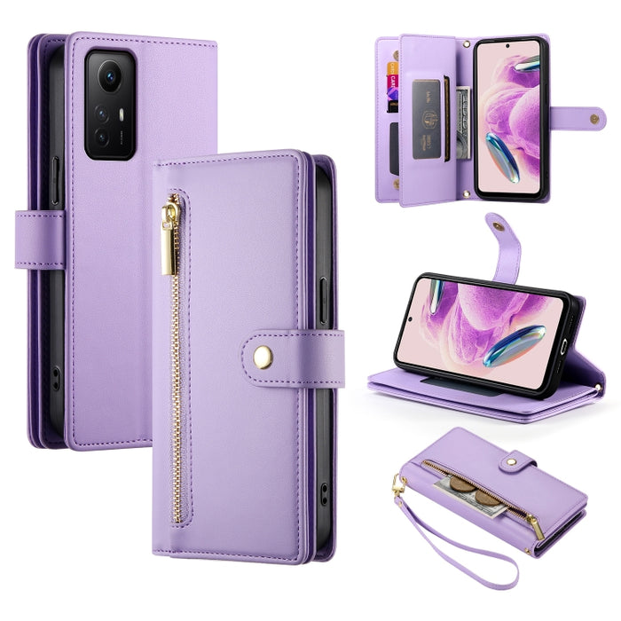 Cartera con cremallera y nueve ranuras para tarjetas, funda de cuero para teléfono, For Redmi Note 12 4G / Note 12R Pro, For Redmi Note 12S 4G / Note 11 4G, For Redmi Note 11S 4G, For Redmi Note 12 Pro / Xiaomi Poco X5 Pro                              ...