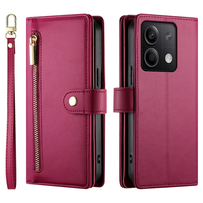 Cartera con cremallera y nueve ranuras para tarjetas, funda de cuero para teléfono, For Redmi Note 12 4G / Note 12R Pro, For Redmi Note 12S 4G / Note 11 4G, For Redmi Note 11S 4G, For Redmi Note 12 Pro / Xiaomi Poco X5 Pro                              ...