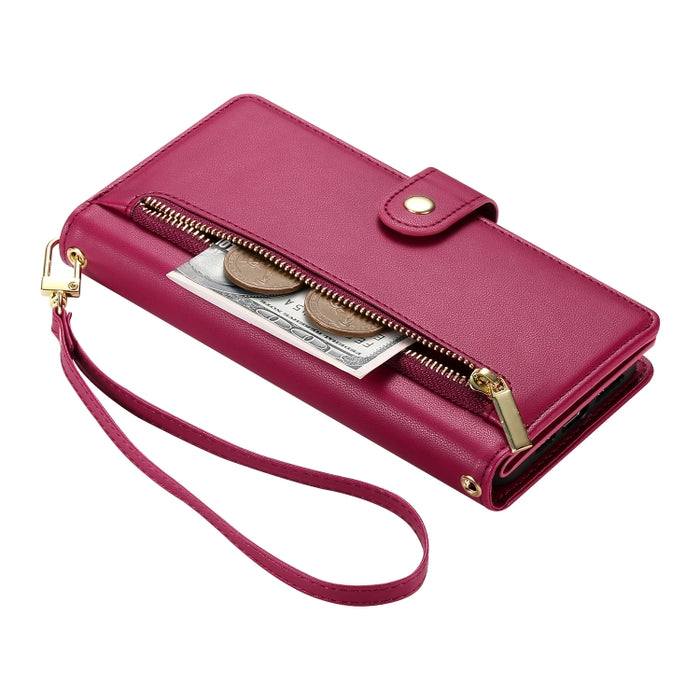 Cartera con cremallera y nueve ranuras para tarjetas, funda de cuero para teléfono, For Redmi Note 12 4G / Note 12R Pro, For Redmi Note 12S 4G / Note 11 4G, For Redmi Note 11S 4G, For Redmi Note 12 Pro / Xiaomi Poco X5 Pro                              ...