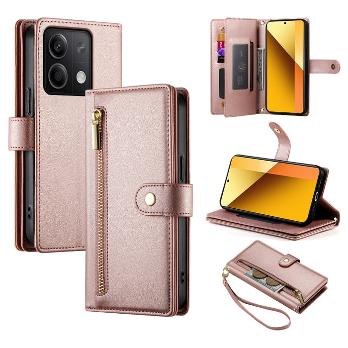 Cartera con cremallera y nueve ranuras para tarjetas, funda de cuero para teléfono, For Redmi Note 12 4G / Note 12R Pro, For Redmi Note 12S 4G / Note 11 4G, For Redmi Note 11S 4G, For Redmi Note 12 Pro / Xiaomi Poco X5 Pro                              ...