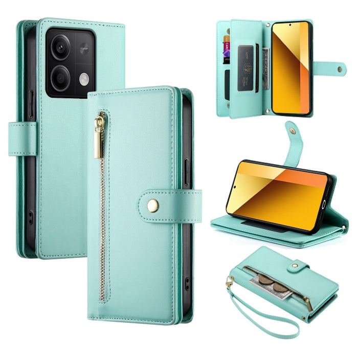 Cartera con cremallera y nueve ranuras para tarjetas, funda de cuero para teléfono, For Redmi Note 12 4G / Note 12R Pro, For Redmi Note 12S 4G / Note 11 4G, For Redmi Note 11S 4G, For Redmi Note 12 Pro / Xiaomi Poco X5 Pro                              ...