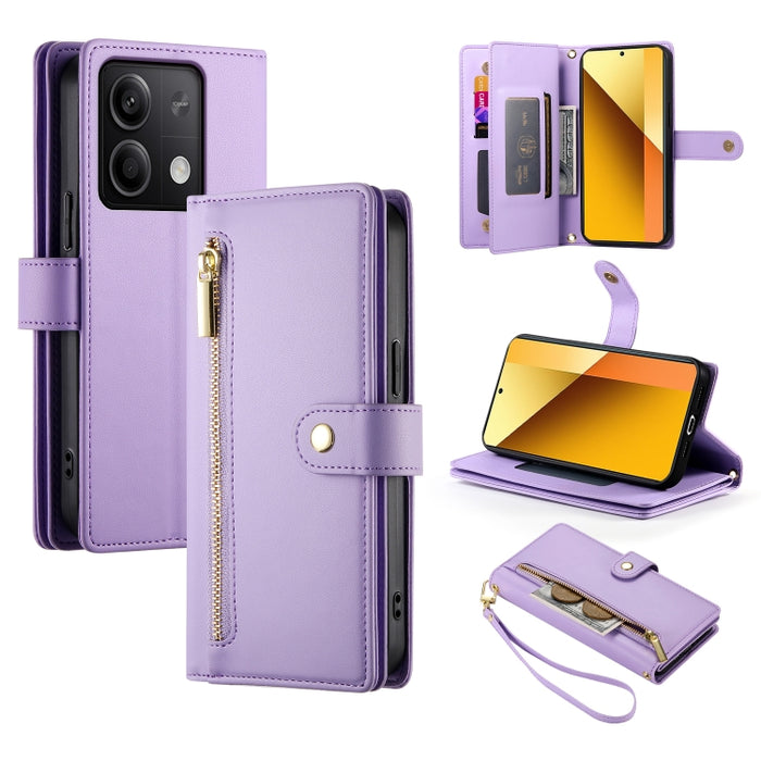 Cartera con cremallera y nueve ranuras para tarjetas, funda de cuero para teléfono, For Redmi Note 12 4G / Note 12R Pro, For Redmi Note 12S 4G / Note 11 4G, For Redmi Note 11S 4G, For Redmi Note 12 Pro / Xiaomi Poco X5 Pro                              ...