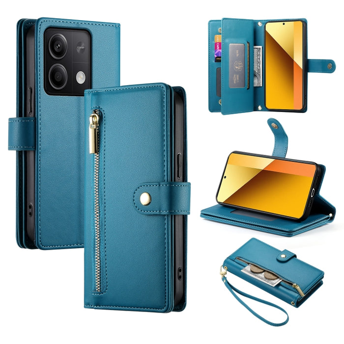 Cartera con cremallera y nueve ranuras para tarjetas, funda de cuero para teléfono, For Redmi Note 12 4G / Note 12R Pro, For Redmi Note 12S 4G / Note 11 4G, For Redmi Note 11S 4G, For Redmi Note 12 Pro / Xiaomi Poco X5 Pro                              ...