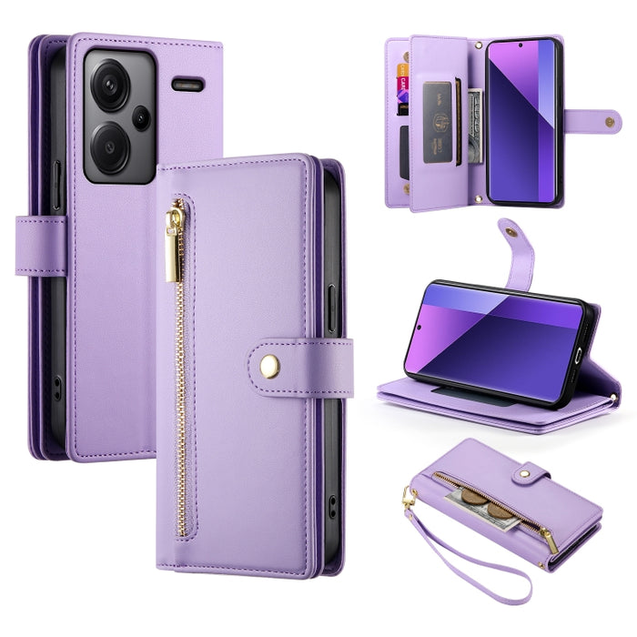 Cartera con cremallera y nueve ranuras para tarjetas, funda de cuero para teléfono, For Redmi Note 12 4G / Note 12R Pro, For Redmi Note 12S 4G / Note 11 4G, For Redmi Note 11S 4G, For Redmi Note 12 Pro / Xiaomi Poco X5 Pro                              ...