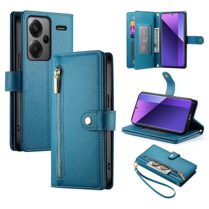 Cartera con cremallera y nueve ranuras para tarjetas, funda de cuero para teléfono, For Redmi Note 12 4G / Note 12R Pro, For Redmi Note 12S 4G / Note 11 4G, For Redmi Note 11S 4G, For Redmi Note 12 Pro / Xiaomi Poco X5 Pro                              ...