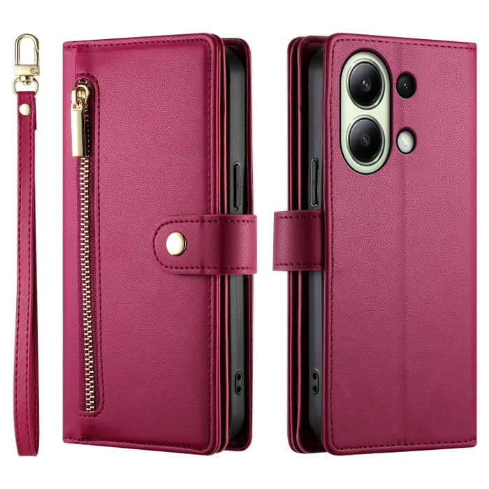 Cartera con cremallera y nueve ranuras para tarjetas, funda de cuero para teléfono, For Redmi Note 12 4G / Note 12R Pro, For Redmi Note 12S 4G / Note 11 4G, For Redmi Note 11S 4G, For Redmi Note 12 Pro / Xiaomi Poco X5 Pro                              ...