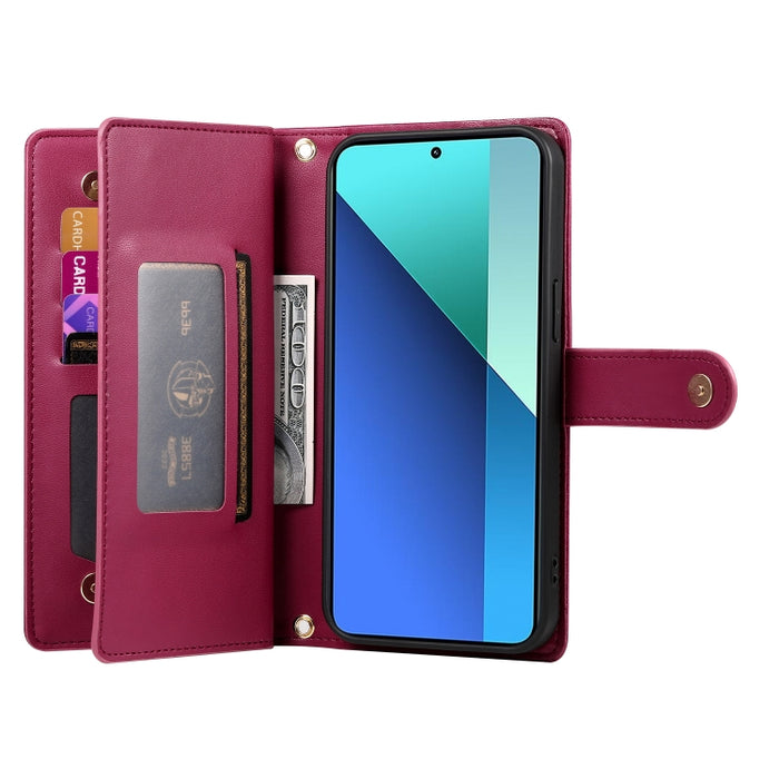 Cartera con cremallera y nueve ranuras para tarjetas, funda de cuero para teléfono, For Redmi Note 12 4G / Note 12R Pro, For Redmi Note 12S 4G / Note 11 4G, For Redmi Note 11S 4G, For Redmi Note 12 Pro / Xiaomi Poco X5 Pro                              ...