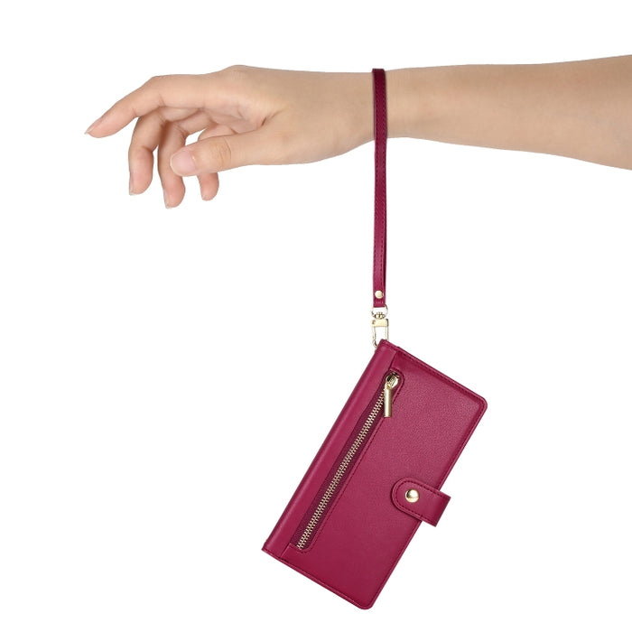 Cartera con cremallera y nueve ranuras para tarjetas, funda de cuero para teléfono, For Redmi Note 12 4G / Note 12R Pro, For Redmi Note 12S 4G / Note 11 4G, For Redmi Note 11S 4G, For Redmi Note 12 Pro / Xiaomi Poco X5 Pro                              ...