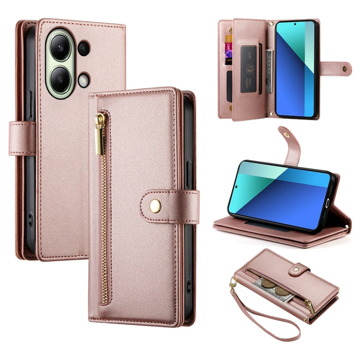 Cartera con cremallera y nueve ranuras para tarjetas, funda de cuero para teléfono, For Redmi Note 12 4G / Note 12R Pro, For Redmi Note 12S 4G / Note 11 4G, For Redmi Note 11S 4G, For Redmi Note 12 Pro / Xiaomi Poco X5 Pro                              ...