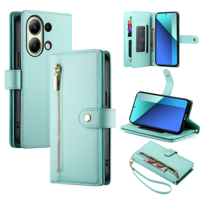 Cartera con cremallera y nueve ranuras para tarjetas, funda de cuero para teléfono, For Redmi Note 12 4G / Note 12R Pro, For Redmi Note 12S 4G / Note 11 4G, For Redmi Note 11S 4G, For Redmi Note 12 Pro / Xiaomi Poco X5 Pro                              ...