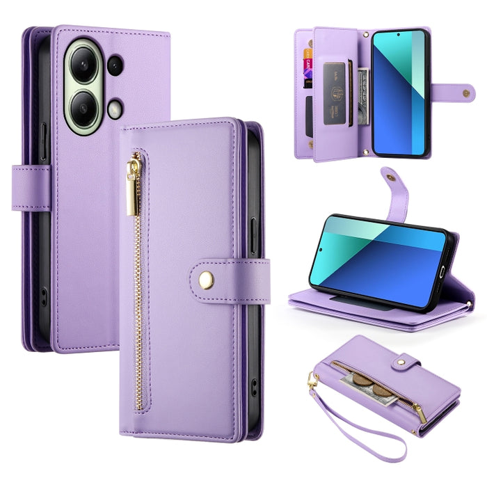 Cartera con cremallera y nueve ranuras para tarjetas, funda de cuero para teléfono, For Redmi Note 12 4G / Note 12R Pro, For Redmi Note 12S 4G / Note 11 4G, For Redmi Note 11S 4G, For Redmi Note 12 Pro / Xiaomi Poco X5 Pro                              ...