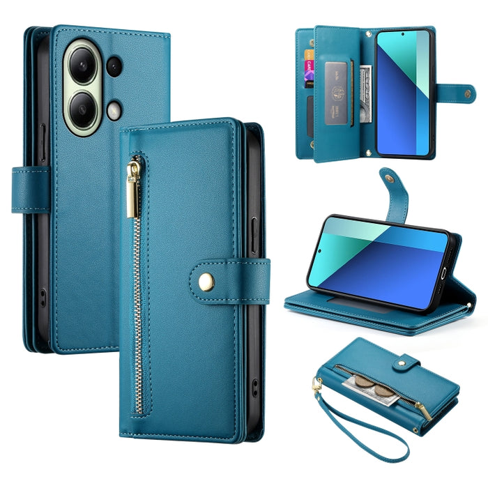 Cartera con cremallera y nueve ranuras para tarjetas, funda de cuero para teléfono, For Redmi Note 12 4G / Note 12R Pro, For Redmi Note 12S 4G / Note 11 4G, For Redmi Note 11S 4G, For Redmi Note 12 Pro / Xiaomi Poco X5 Pro                              ...