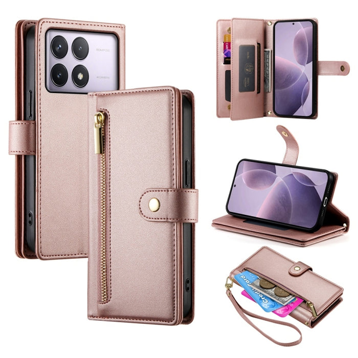 Cartera con cremallera y nueve ranuras para tarjetas, funda de cuero para teléfono, For Redmi Note 12 4G / Note 12R Pro, For Redmi Note 12S 4G / Note 11 4G, For Redmi Note 11S 4G, For Redmi Note 12 Pro / Xiaomi Poco X5 Pro                              ...