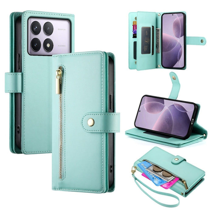 Cartera con cremallera y nueve ranuras para tarjetas, funda de cuero para teléfono, For Redmi Note 12 4G / Note 12R Pro, For Redmi Note 12S 4G / Note 11 4G, For Redmi Note 11S 4G, For Redmi Note 12 Pro / Xiaomi Poco X5 Pro                              ...
