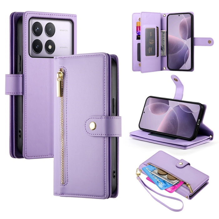 Cartera con cremallera y nueve ranuras para tarjetas, funda de cuero para teléfono, For Redmi Note 12 4G / Note 12R Pro, For Redmi Note 12S 4G / Note 11 4G, For Redmi Note 11S 4G, For Redmi Note 12 Pro / Xiaomi Poco X5 Pro                              ...