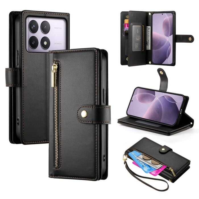 Cartera con cremallera y nueve ranuras para tarjetas, funda de cuero para teléfono, For Redmi Note 12 4G / Note 12R Pro, For Redmi Note 12S 4G / Note 11 4G, For Redmi Note 11S 4G, For Redmi Note 12 Pro / Xiaomi Poco X5 Pro                              ...