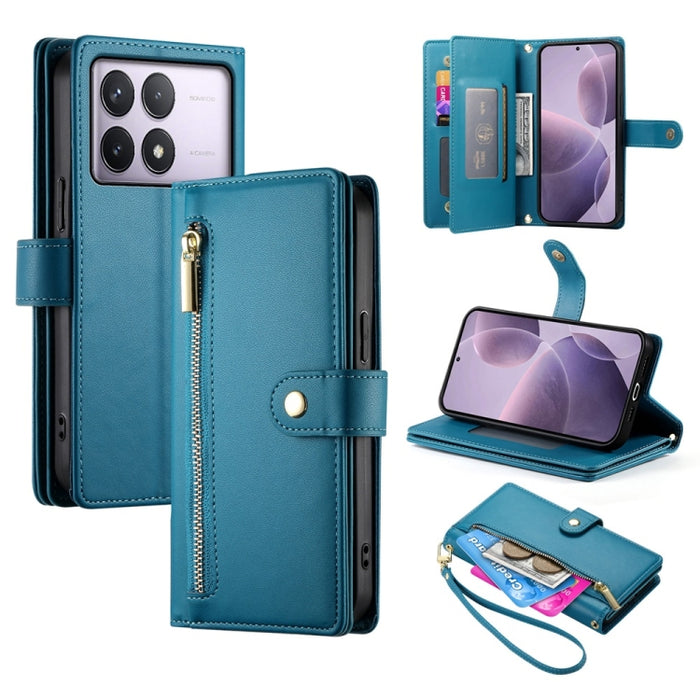Cartera con cremallera y nueve ranuras para tarjetas, funda de cuero para teléfono, For Redmi Note 12 4G / Note 12R Pro, For Redmi Note 12S 4G / Note 11 4G, For Redmi Note 11S 4G, For Redmi Note 12 Pro / Xiaomi Poco X5 Pro                              ...