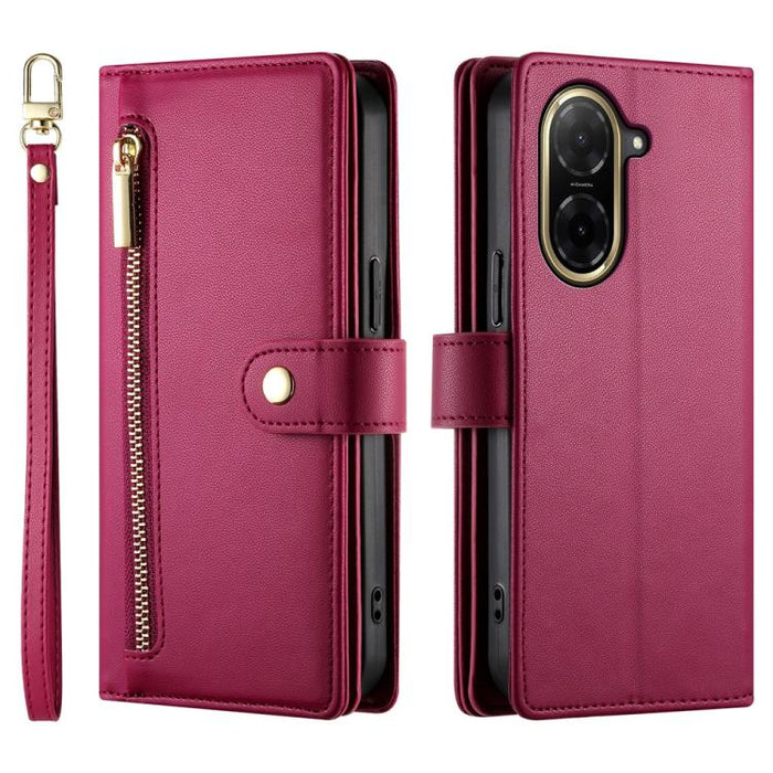 Cartera con cremallera y nueve ranuras para tarjetas, funda de cuero para teléfono, For Redmi Note 14 4G 163.25mm Global, For Redmi 14C 4G, For Redmi K70 Ultra, For Redmi 13, For Redmi Turbo 3, For Redmi Note 13 Pro 4G / Xiaomi Poco M6 Pro, For Redmi A...