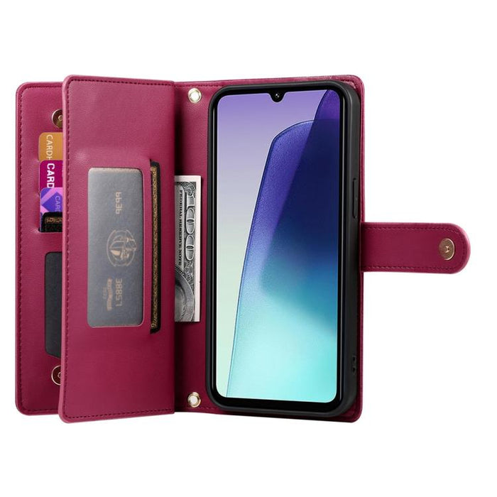 Cartera con cremallera y nueve ranuras para tarjetas, funda de cuero para teléfono, For Redmi Note 14 4G 163.25mm Global, For Redmi 14C 4G, For Redmi K70 Ultra, For Redmi 13, For Redmi Turbo 3, For Redmi Note 13 Pro 4G / Xiaomi Poco M6 Pro, For Redmi A...